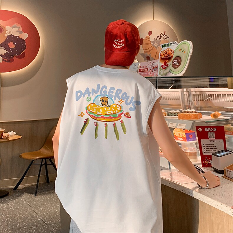 美式涂鸦直播抖音得物品质纯棉250克无袖背心T恤T2539P25控39，男装背心/马甲，电商C408-1(原B339-1)