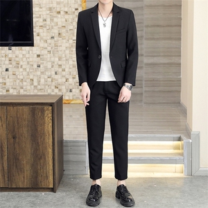 T2201-P130 2025秋季时尚男士纯色西服西裤两件套装图片