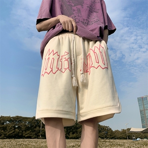 2025夏季大码高品质发泡印花麻绳织带五分裤DK59P38控55图片