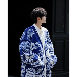 8XL-M 慵懒风软糯毛衣开衫针织开衫外套男中长款MY1215P118控148图片