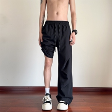 特批P25无差价夏季凉感冰丝薄款设计男宽松休闲垂感闪冰裤K5746B，男装休闲裤，电商A001-1