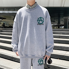 1秋季港风大码M-5XL宽松流行情侣青春套头卫衣套装7266P70控98，男装休闲套装，星座226-2