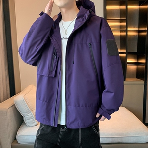 中性风工装冲锋衣男高品纯色宽松夹克外套DSA157B-J91-P60