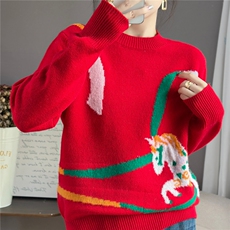 2025年秋季时尚百搭通勤简约休闲旋转木马，女装羊毛衫，佰米娇羊绒