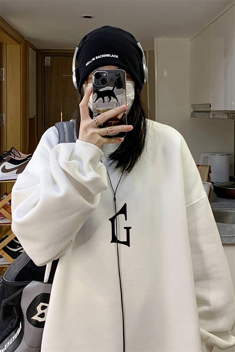 中性风！抖音直播高品质重磅卫衣男圆领卫衣女XW388-P45,男装卫衣,电商B371