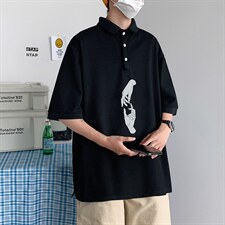 PL57147-P35 翻领短袖polo衫男大码胖子半袖t恤男有领保罗衫 模特图片