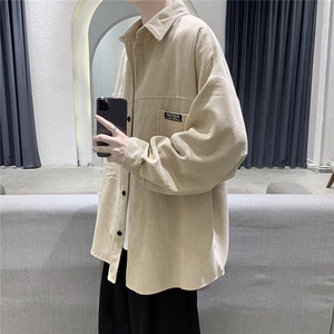 灯芯绒衬衫男宽松韩版复古春秋季衬衣外套DX115 p55 控79图片