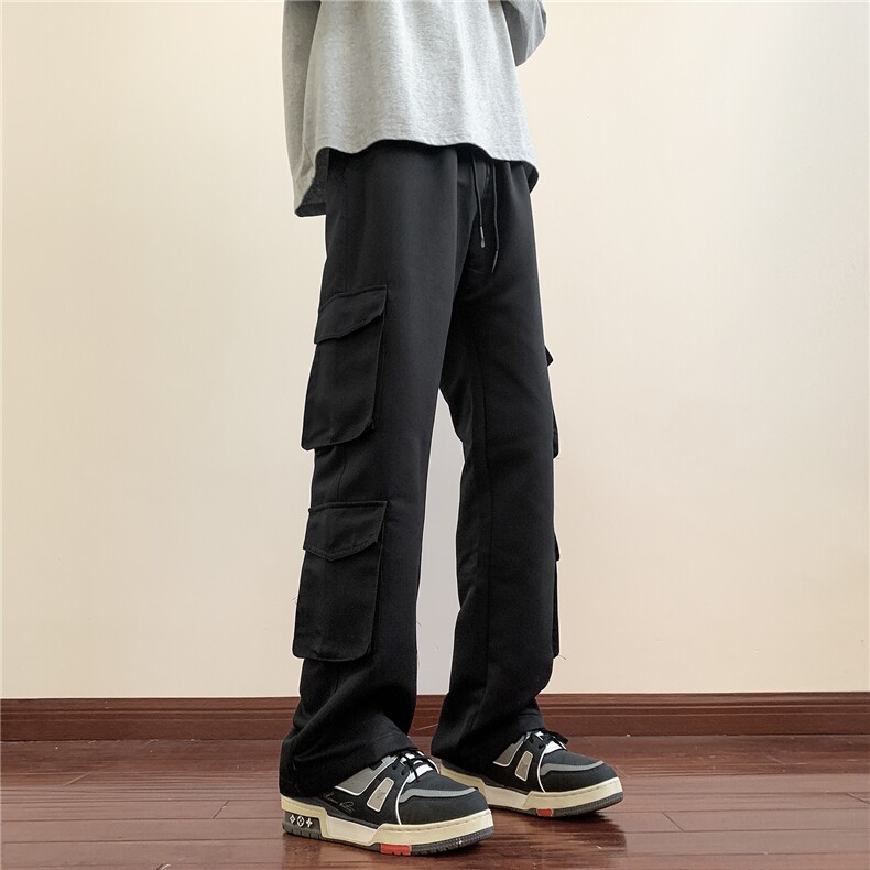 抖音得物秋装新款拖地裤子宽松休闲裤男多口袋工装裤K503-特P38图片