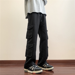 抖音得物秋装新款拖地裤子宽松休闲裤男多口袋工装裤K503-特P38图片