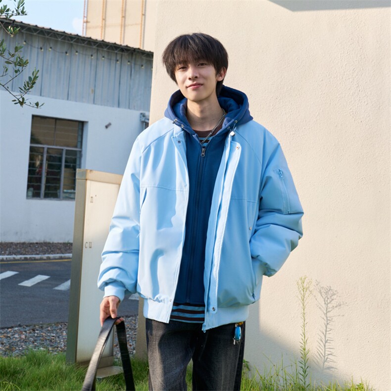 !潮流冬季连帽拉链加绒加厚棉衣情侣撞色棉服外套MY5567-P78,男装棉衣,星座610B-1