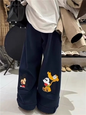 AK24048-P55卡通米奇加绒加厚卫裤女秋冬季2025新款宽松直筒阔腿，女装休闲裤，星座617A-2