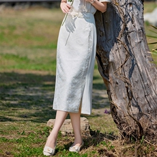 2025年夏季宽松新中式复古高腰提花半身裙，女装半身裙，火爆靓佳人