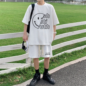 电商DSA028-TZDTH2213-P50 夏季华夫格套装男T恤短裤两件套港风图片