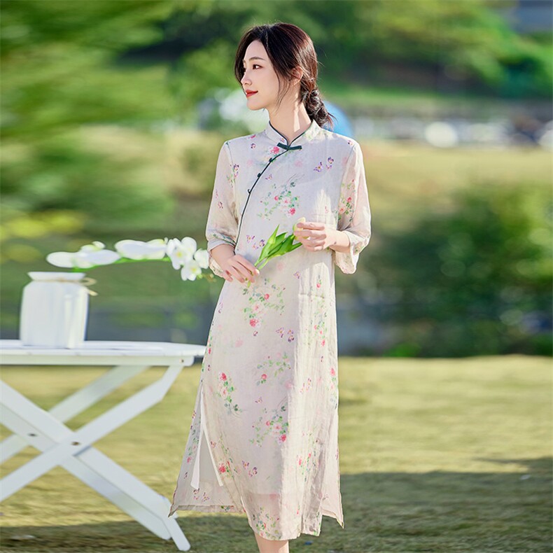 2026年春季文艺/优雅苎麻旗袍，女装汉服/婚纱/旗袍/礼服，江南依恋