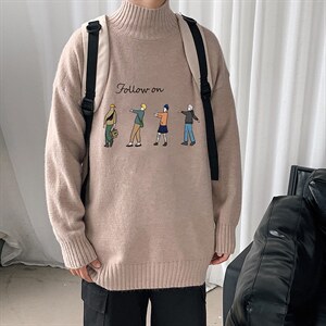 M18043-P45加绒款-P65半高领毛衣男士大码针织衫男毛线衣男，男装针织衫/毛衣，电商A040