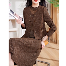 现货-新品】小西装外套+连衣裙2024年春装新款女士洋气两件套，女装套装/套裙，仁梯