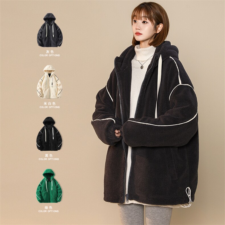 冬装中性风加厚羊羔绒连帽外套保暖羽绒服男女 8153-P195 控价268图片
