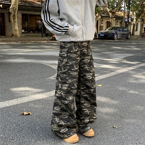 美式复古工装牛仔迷彩裤男女运动休闲情侣宽松直筒长裤K402-P52,男装牛仔裤,星座308B-1