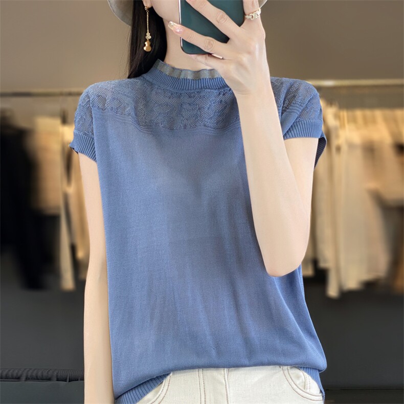 夏季新款天丝欧根纱短袖女,女装T恤,贵皇网供仓