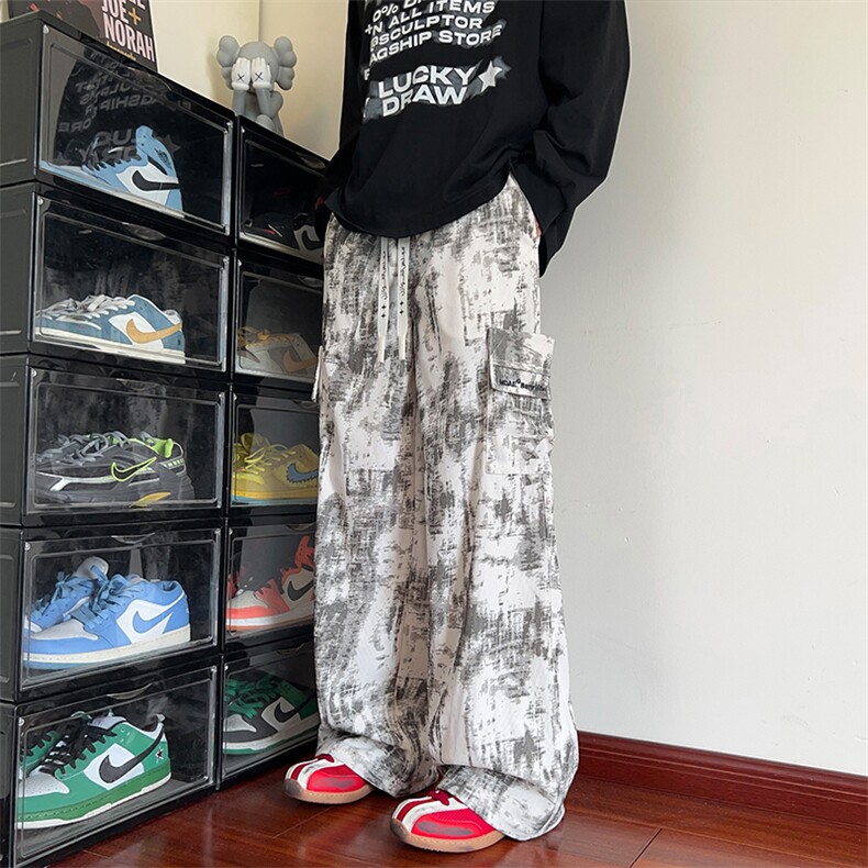 日系复古工装裤男秋季慵懒风垂坠高级感拖地裤宽松大码直筒阔腿裤,男装休闲裤,电商A022