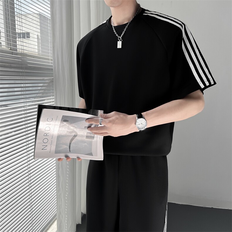 痞帅休闲套装夏季短袖T恤ins潮牌运动情侣两件套TZ43/P125控179,男装T恤,电商A243