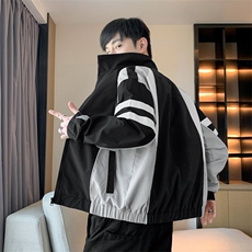 潮牌美式撞色拼接运动立领外套男宽松百搭夹克JK01573-P73，男装夹克，星座308B-2