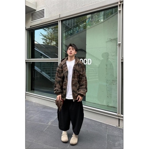美式复古重磅连帽迷彩卫衣外套女春秋2025新款开春设计感拉链开衫图片