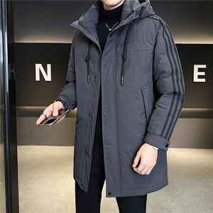 标50绒中长款羽绒服男冬季2025新款连帽条纹外套A313-9966-P275图片