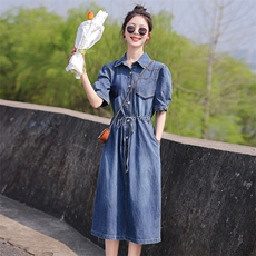 大量现货！2024夏季新款女装韩版时尚显瘦中长款刺绣牛仔连衣裙，女装连衣裙，慧尚依恋