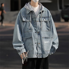 日系古着感纯黑色牛仔棉服男工装棉衣冬季潮牌外套，男装夹克，星座716-2