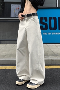 2025夏秋衔接新款解构痞帅时尚男大码弯刀阔腿裤K24011-特P35控68图片