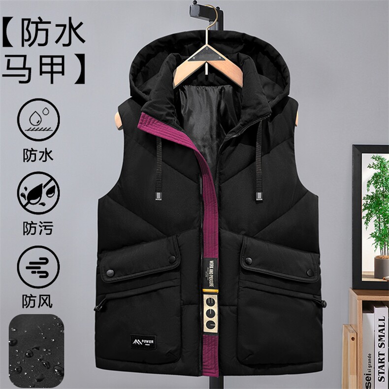 织带立体口袋冬季活帽加厚外套保暖宽松情侣潮马甲313B-MM288-P70,男装背心/马甲,星座313B
