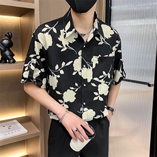 CS537-P45夏季时尚男士微宽松碎花衬衫青年衬衣短袖，男装T恤，星座507A（原星座306B-2）