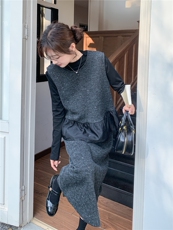 2026年春季新款高级感毛呢时尚套头马甲三件套装女气质套裙，女装套装/套裙，艾米莉亚