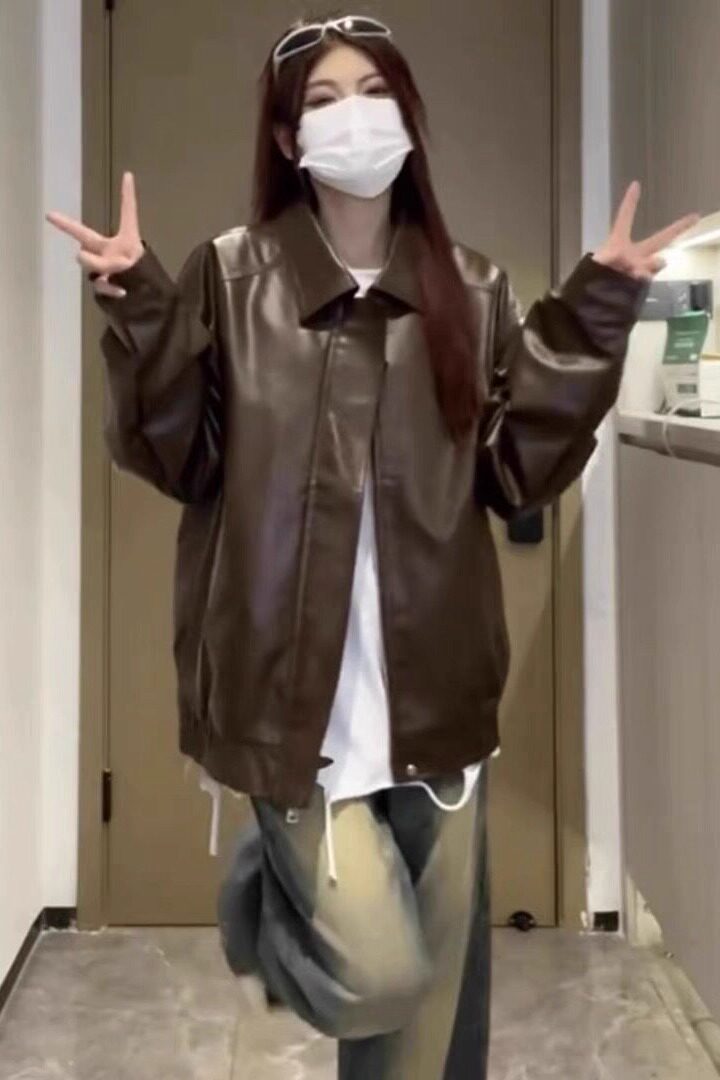 新款PU皮外套上衣ins美式复古机车风皮夹克男女帅气LJK53233-P67,男装夹克,星座1008