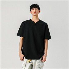 主推特批250克男装夏季新款大码宽松短袖T恤夏装V领打底衫S399P20，男装T恤，电商A233-1