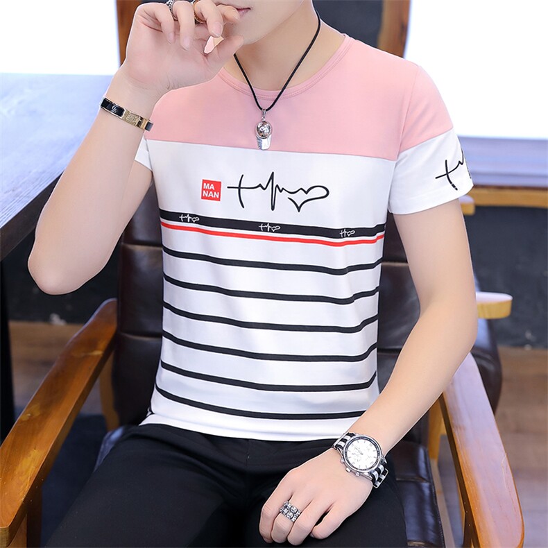 款5022男士短袖t恤韩版修身圆领条纹半袖体恤衫男潮流,男装T恤,电商D310（原电商305）