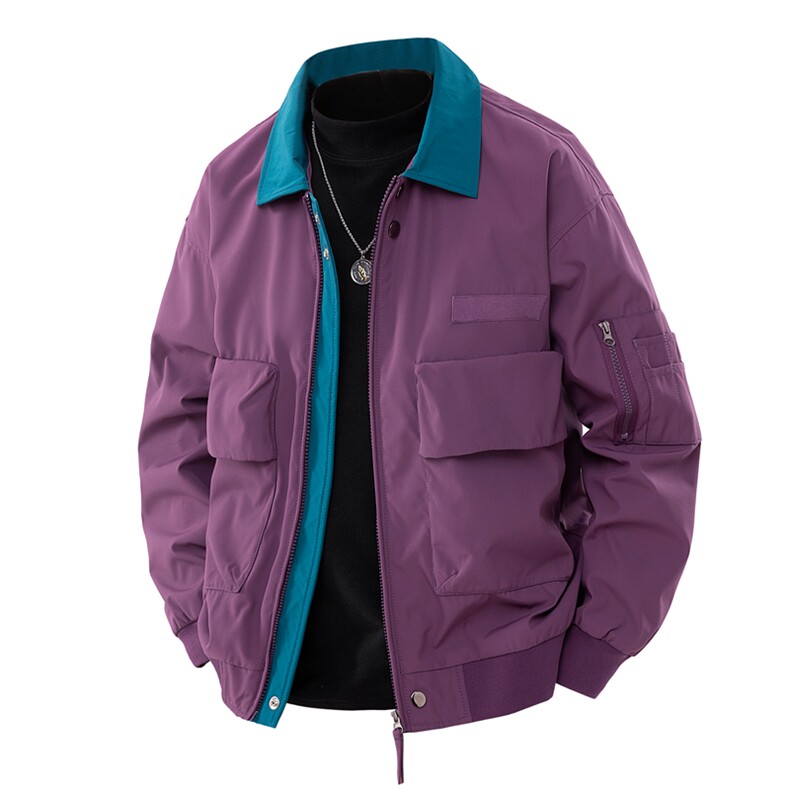 新款硬汉风户外夹克男翻领撞色上衣外套A157B-JK2513-特P75，男装夹克，电商A157B