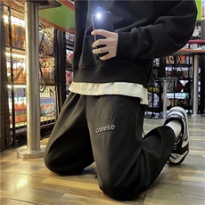 束脚卫裤华夫格钢印小熊宽松哈伦裤卫裤大码KW011P30加绒35，男装休闲裤，星座1116-2