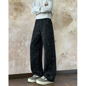 现货了 早秋长裤美式撞色休闲裤男宽松弯刀裤特P45 控78图片