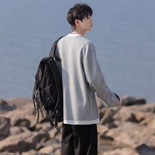 假两件华棉卫衣大码M-5XL表面棉底部聚酯纤维WY77961P48，男装卫衣，星座227-7