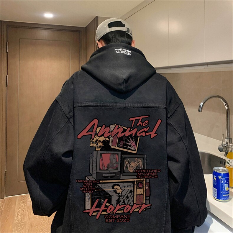 得物二开大货印花百搭牛仔夹克大码宽松休闲牛仔外套JK1271-P88,男装工装外套,星座1103-3
