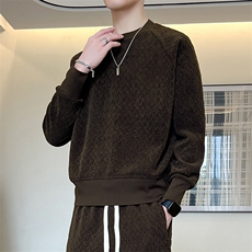 春季新款大码男士圆领套头提花卫衣6520-P42大码元，男装卫衣，星座209
