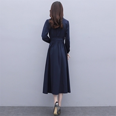 早秋长袖连衣裙2023年春秋季新款气质女神范显瘦减龄初秋棉麻长裙，女装连衣裙，素月