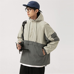 2026春季新款男装日系潮牌宽松拼色连帽外套休闲夹克JK568-F133