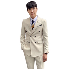 秋冬韩模双排扣西服套装男两件套韩版修身西装A470-TZ13-P225，男装西服套装，电商A207