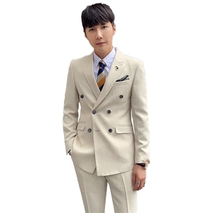 秋冬韩模双排扣西服套装男两件套韩版修身西装A470-TZ13-P225图片