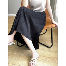 重磅真丝半身裙女中长款高级感醋酸缎面提花高腰垂感薄款a字长裙，女装半身裙，圣丽羊绒