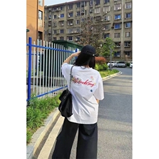 美式复古高街刺绣短袖t恤男夏季新款情侣纯棉半袖上衣体恤TX1033，男装T恤，星座208-5