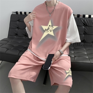 华夫格套装潮流休闲短袖短裤两件套FTZ3075-P55控78图片